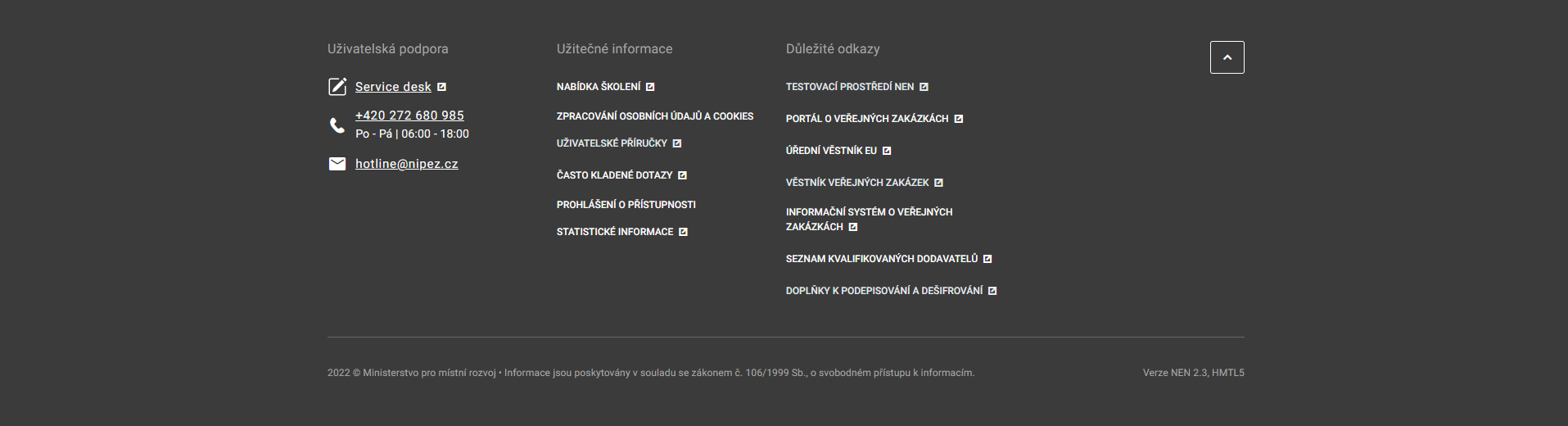 PD29102025Veřejná stránka systému NEN9.png